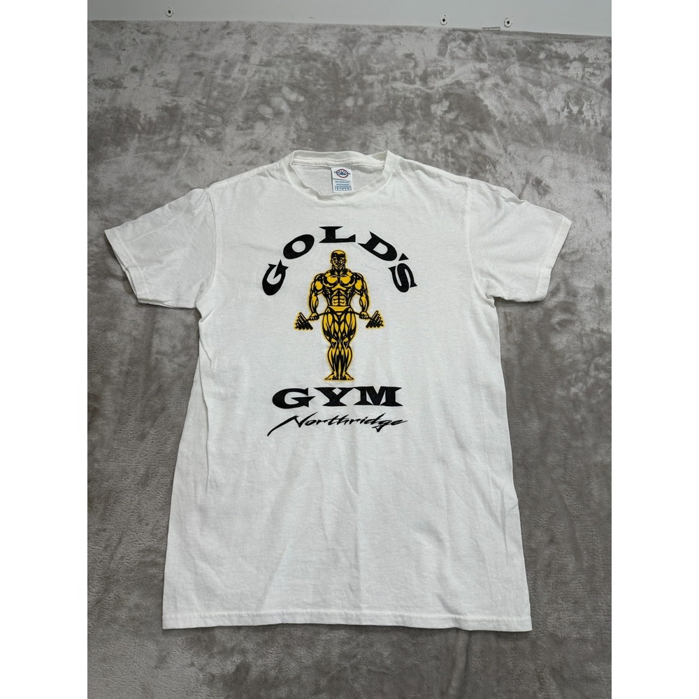 Gold's Gym Northridge T-Shirt Mens Size Small White Short Sleeve Crew Neck EUC